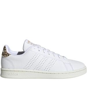 adidas White Leather Sneakers with Leopard Heel Detail